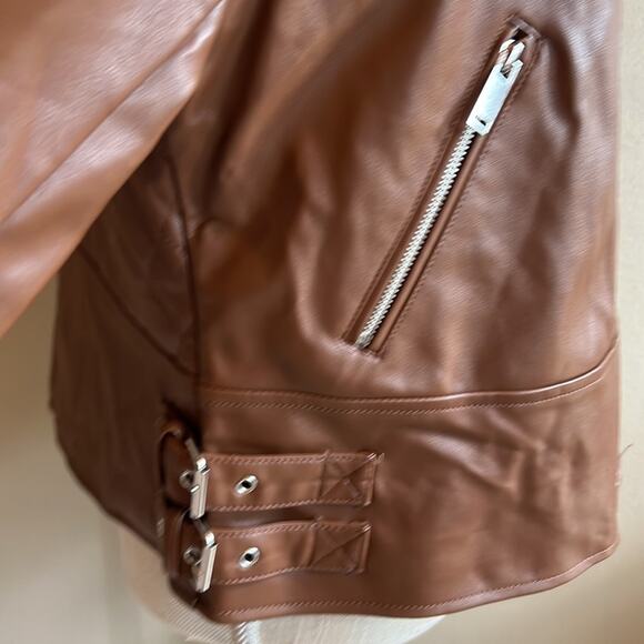 French Connection Faux Leather Moto Jacket Size L - New - Picture 7 of 12